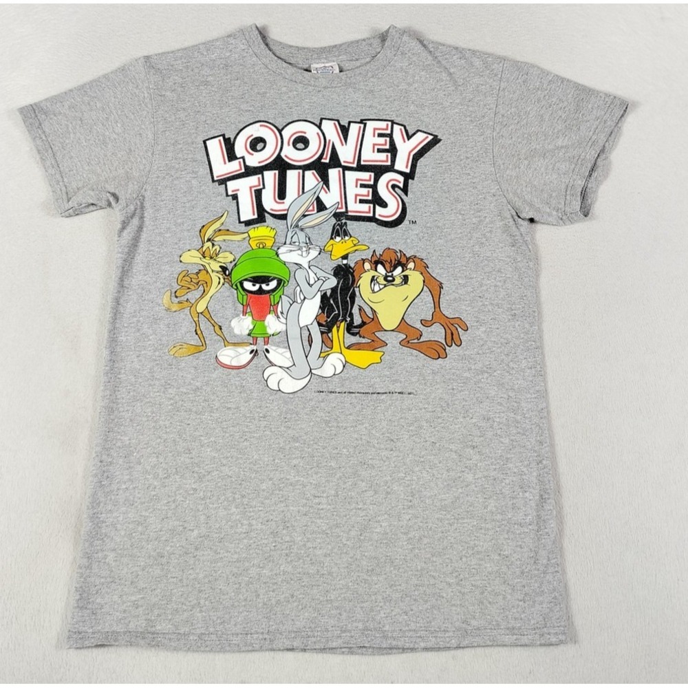 Vintage Delta Looney Tunes Shirt Mens Small Gray Cartoon Graphic Bugs Marvin Taz